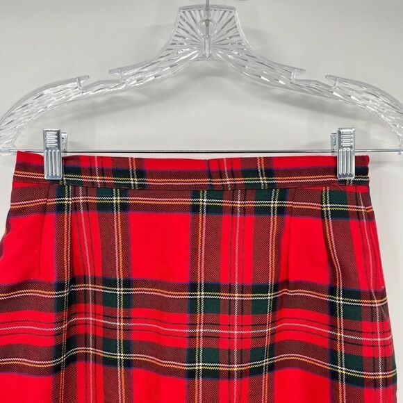 O'Neil of Dublin Plaid Irish Wool Midi Skirt Pencil Red Green Womens Size 8P - Picture 4 of 8